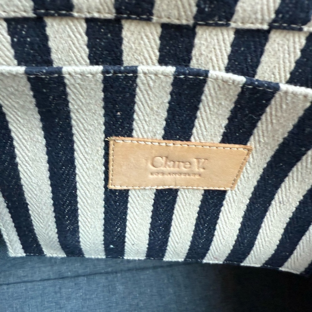 Clare V navy and Cream Striped Tote